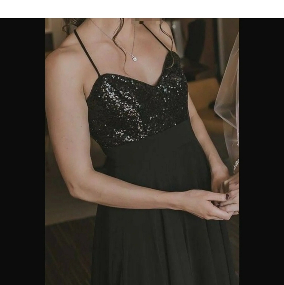Bridesmaid Dress Alfred Angelo Long BLACK Sequins by Sapphire